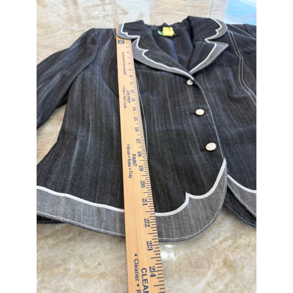 Escada Black & White denim Blazer, Size 42 - Picture 7 of 15